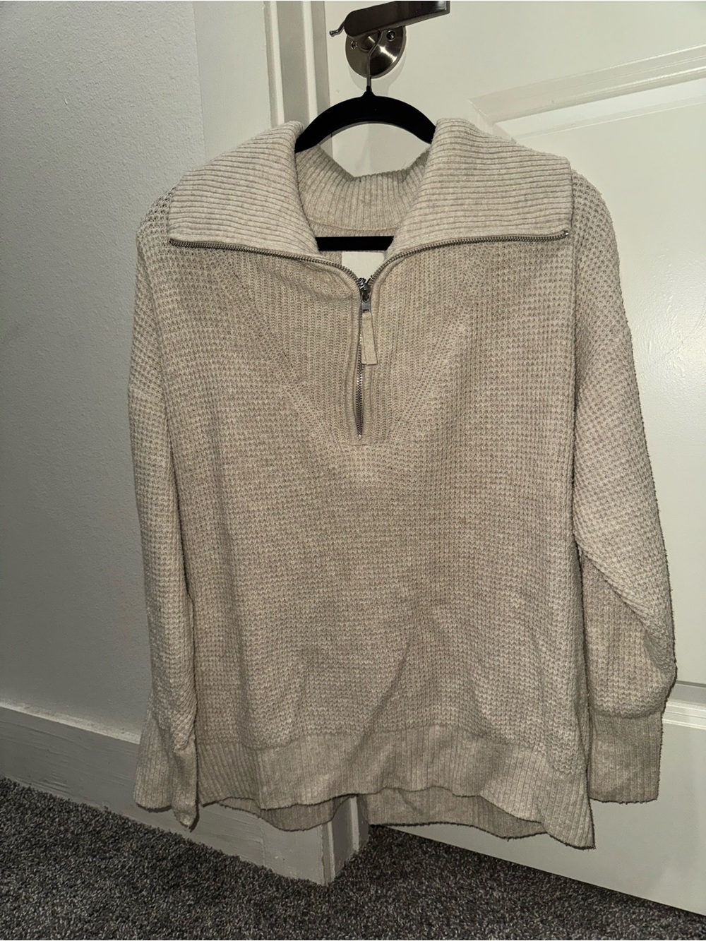 Aerie Zip-Neck Waffle Knit Sweater